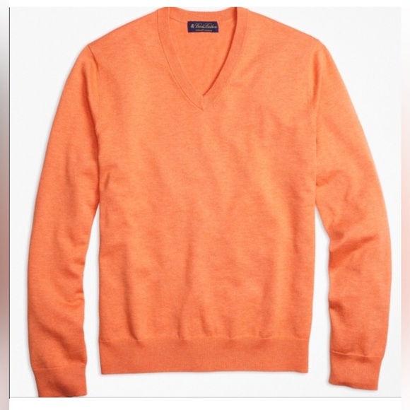 Brooks Brothers orange supima cotton v-neck sweater Size XXL - Picture 1 of 8